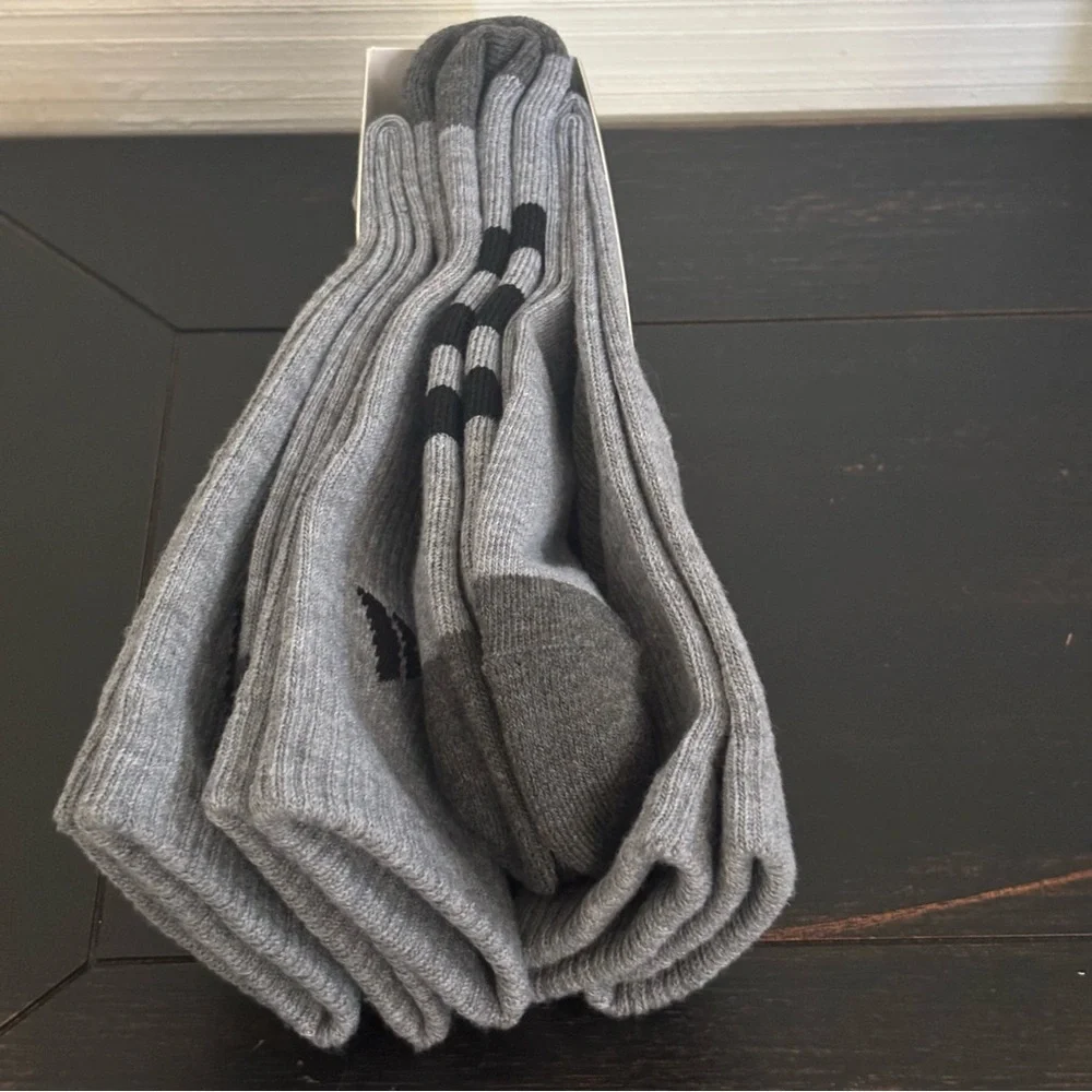 Adidas Men’s Cushioned 3 Pair Heather Grey‎ Crew Socks NEW